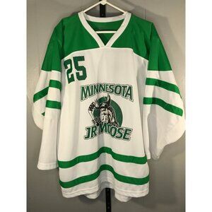 Minnesota Jr Moose Hockey Jersey Sweater White Green mens sz MD